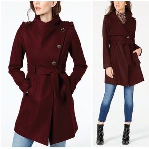 GUESS Women’s Asymmetrical Wool Blend Peacoat